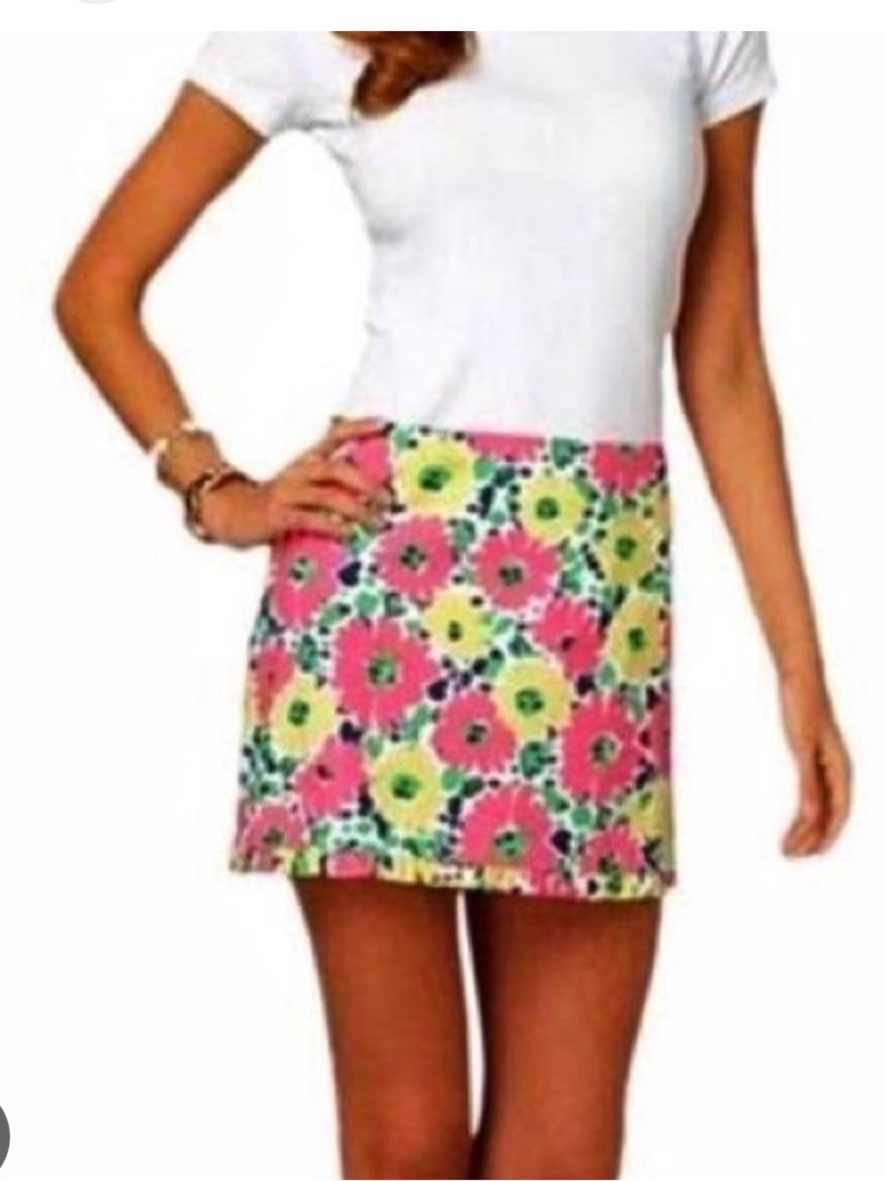 Lilly Pulitzer Bright Floral Mini Skirt in Yellow, Pink & Green